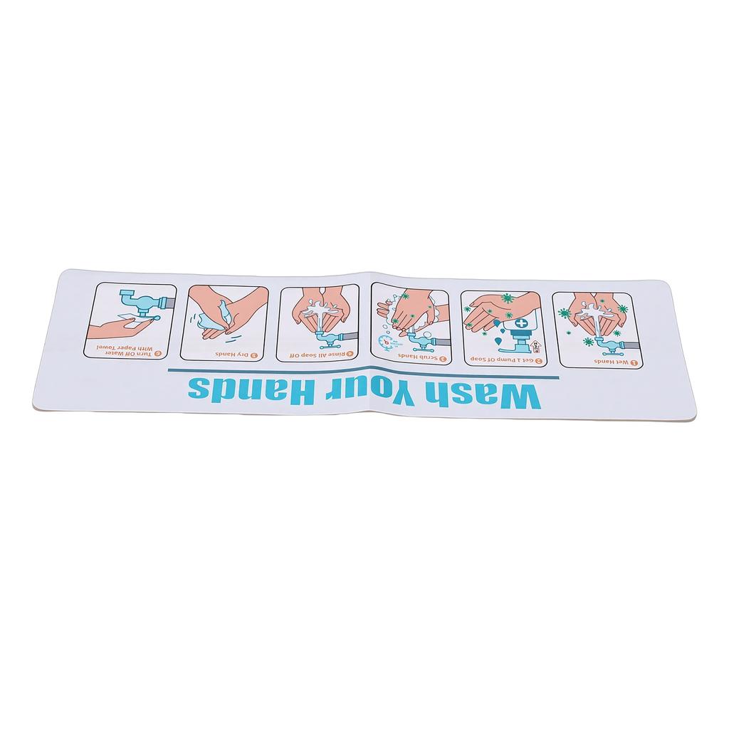 Hand Washing Instruction Sign Poster Water Proof Self Adhesive Hand Washing for School Restaurant