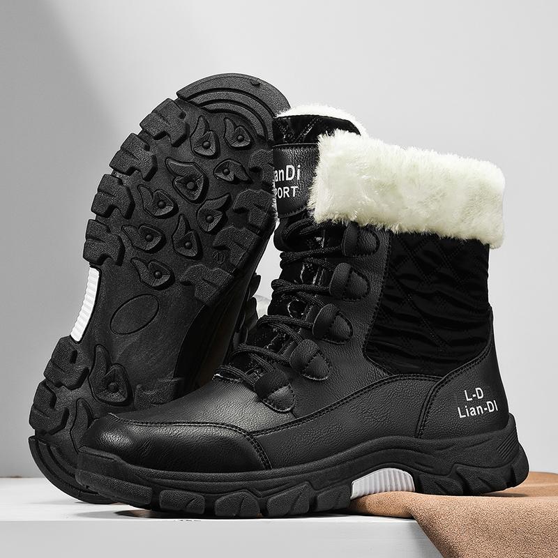 Men's Outdoor with Thick Velvet and Warmth Snow Boots Cotton Shoes Waterproof and Cold Proof Long Boots Simple Elegant Design