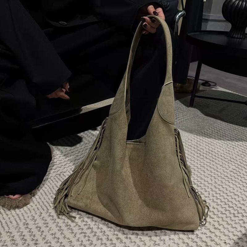 Large Soft PU Tote Bag Women Casual Chic Shoulder With Magnetic Multi Compartment Tassel Detail