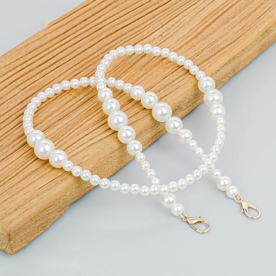 Purse Chain Strap Faux Pearl Bag Chain Strap Replacement with Metal Buckles Shoulder Cross Body Bag Chain for Ladies Tote Handbag