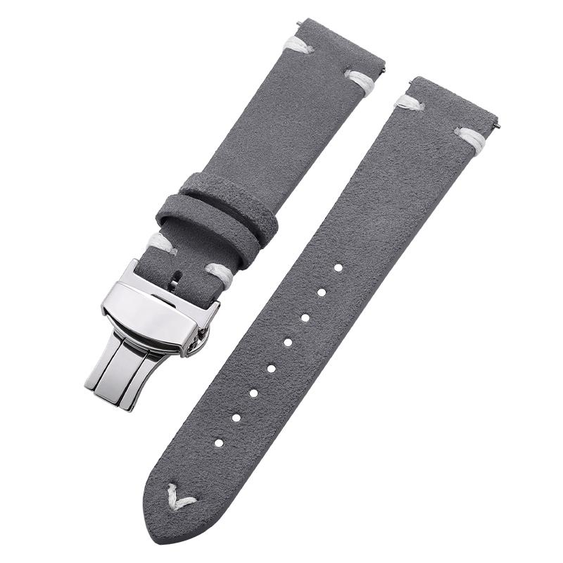 18mm 20mm 22mm Band High Quality Suede Cowhide Strap for Seiko Watchband Butterfly Buckle Wristband Vintage Bracelet Accessories