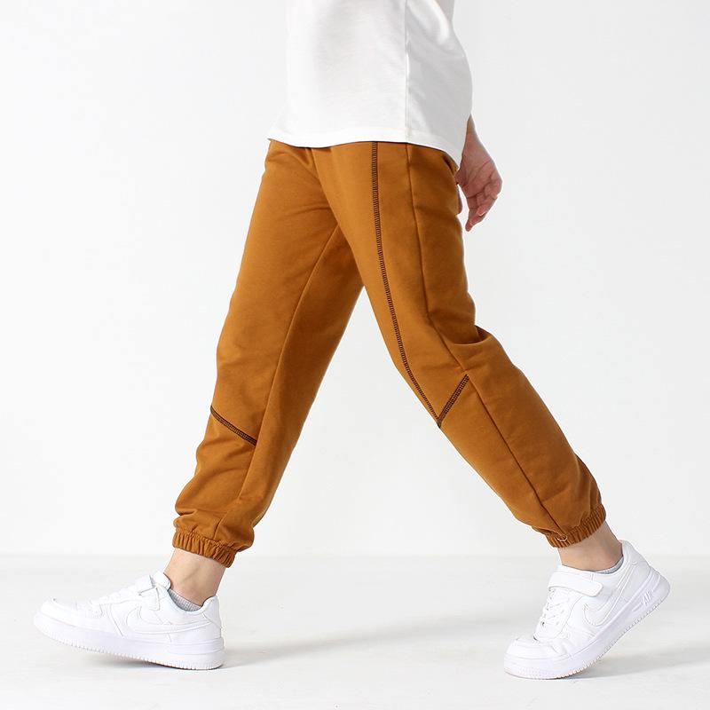 Spring Korean Boys' Trousers: Stitching Terry Sweatpants for Kids