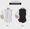 Women's White Sleeveless Chiffon Vest Top with Collar for Layered Wear
