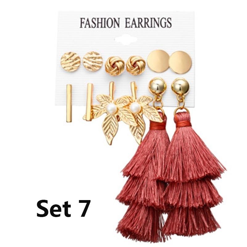 6Pairs Boho Tassel Crystal Earrings Set Women Ear Stud Hook Dangle Jewelry 6Pairs Boho Tassel Crystal Earrings Set Women Ear Stud Hook Dangle Jewelry