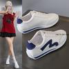 New 2025 Women Casual Walking Shoes Summer Flat Lace Up Leather High Quality Sneakers Fashion Flat-Bottomed Female Gump Sneakers