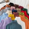 Women's Turtleneck Long Sleeve Ribbed Top Straight Fit Korean Solid Viscose Blend Knit Tunic
