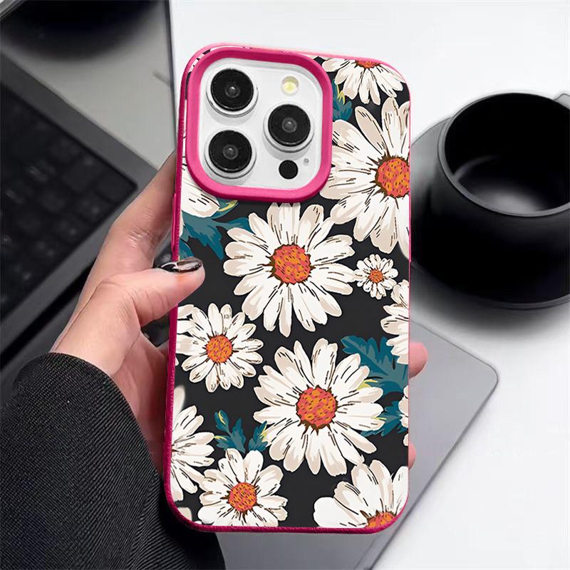 Białe etui w kwiaty na iPhone 16 Pro Max 15 14 13 12 11 Wstrząsoodporne Smukłe Miękkie Silikonowe Etui Pokrowiec