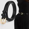 Women'S Belt With Fine Matching Western Pants 2Cm Wide Pu Leather Metal Buckle Belt Simple Versatile Decoration