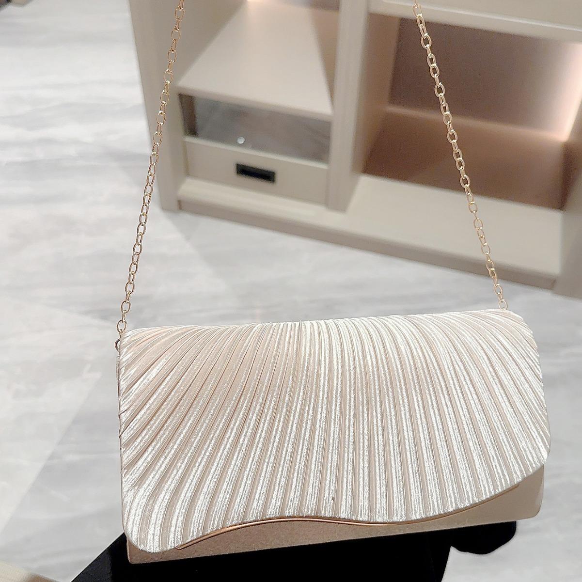 

Women Satin Pleated Elegant Handbag Female Wedding Party Evening Bagshigh-End Delicate Wallet Purse Lady Crossbody Envelope Pack China Mainland