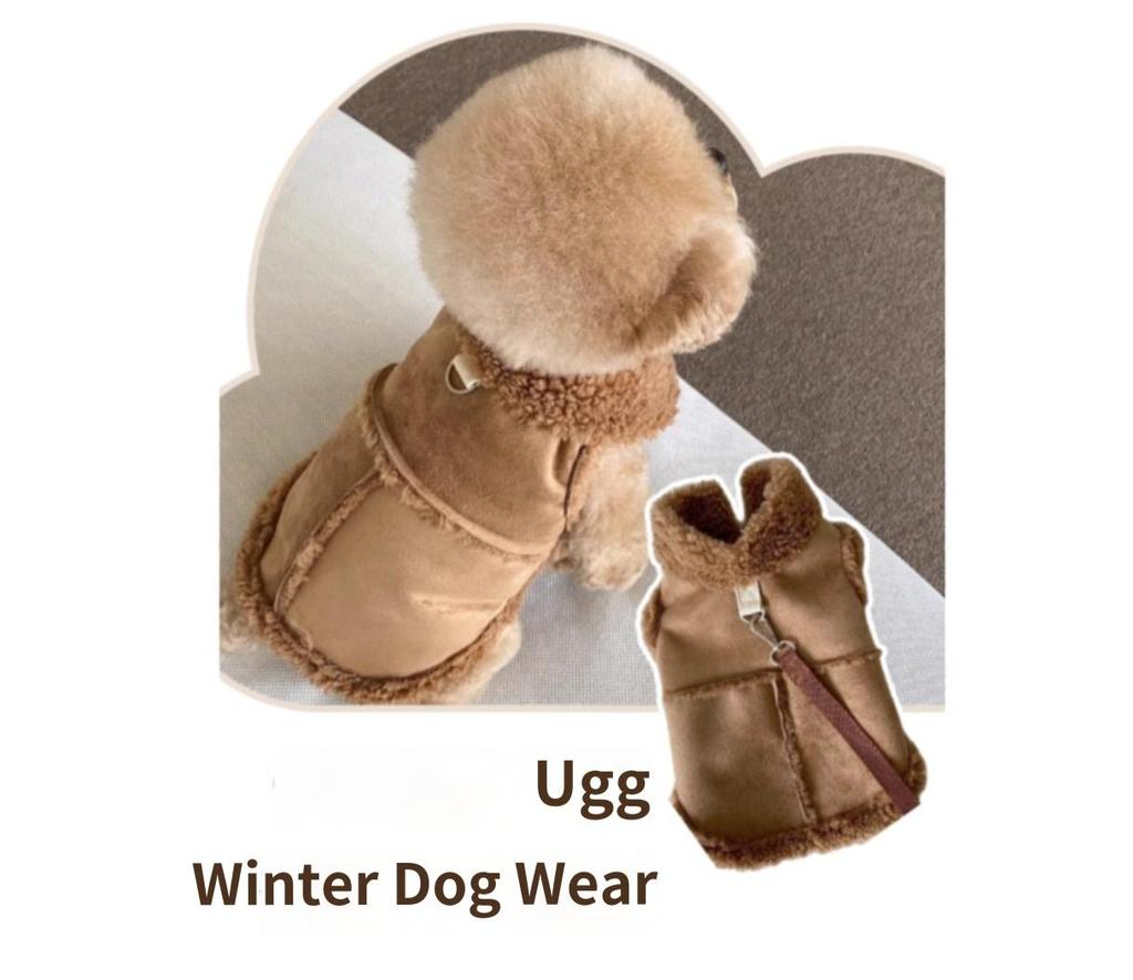 Psí zimní vesta ve stylu Ugg – Umělý beránek, Poutko na postroj, Z Koreje
