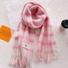Women's Wool Plaid Scarf Winter Thickened Versatile Shawl Plush Scarf