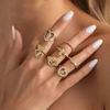 Salircon 7Pcs Trendy Vintage Heart Rhinestone Rings for Women Exquisite Metal Butterfly Chic Open Knuckle Ring Charm Jewelry Set