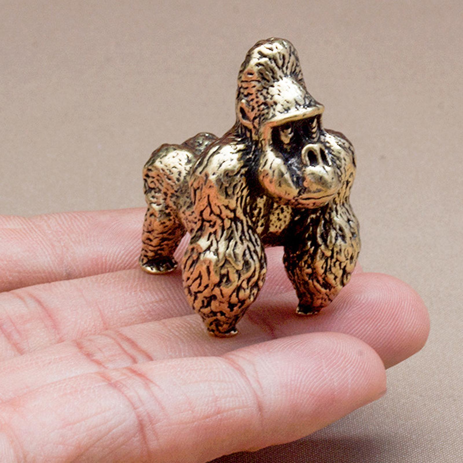 

Mini Gorilla Sculpture Home Decor Simple Small Animal Statue Modern Brass Gorilla Ornament for Home Shelf Tea Room Bedroom Desk