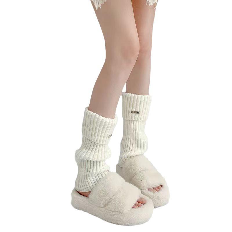 Scaldamuscoli in Maglia Versatili con Etichetta Metallica – Stile Giapponese per Donna