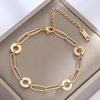 Fashion Titanium Steel Chain Bracelet for Women 4 Rings Buckle Gold Anklet Simple Female Bracelet Jewelry