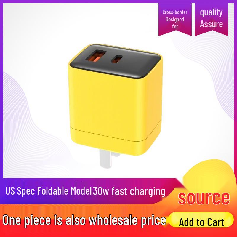 PD30W Gallium Nitride Fast Charger with Foldable Plug, A+C Ports for Apple and Android Devices