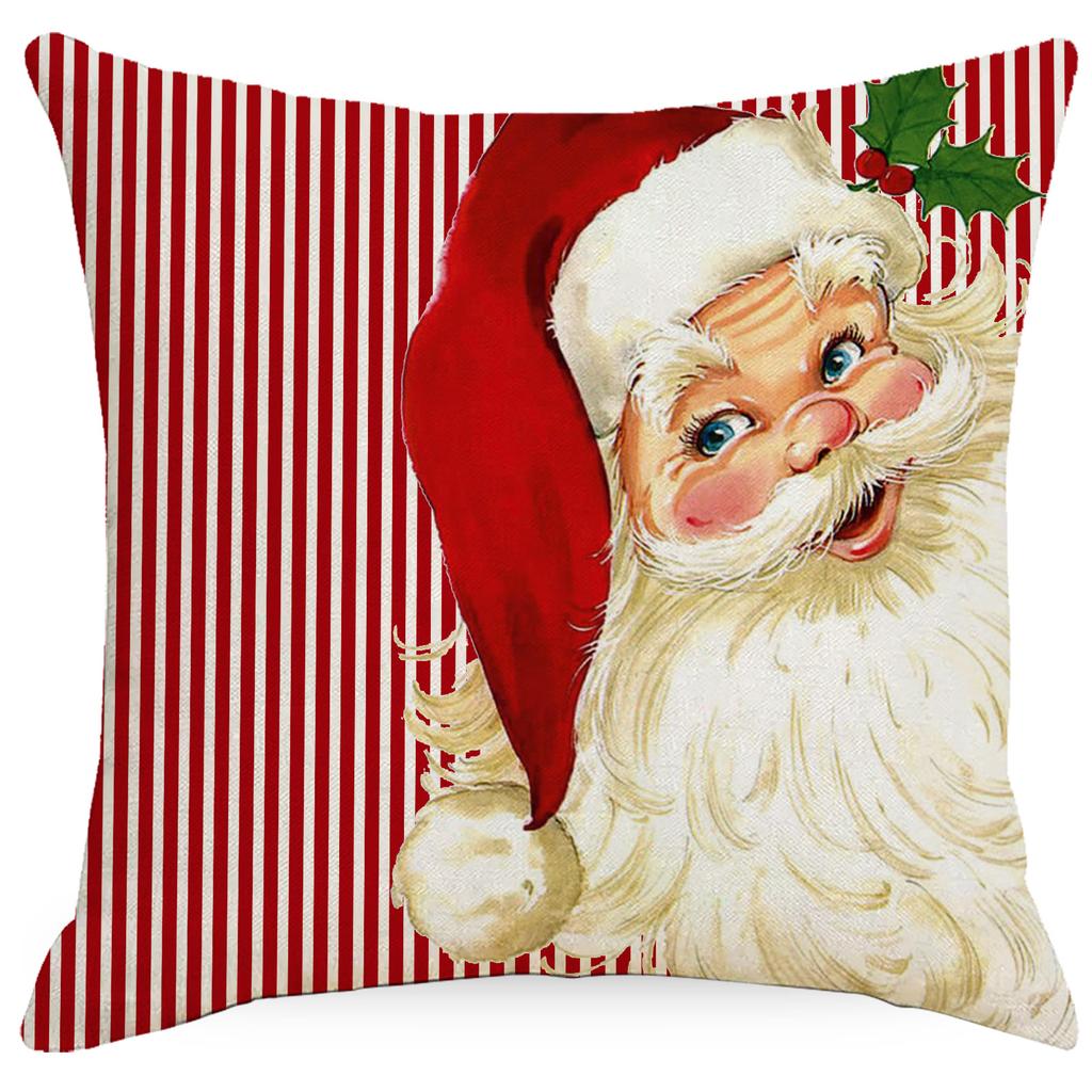 Red Christmas Printed Pillow Case for Home Living Room Sofa Cushion Bedroom Cushion Cover Christmas Atmosphere
