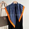 70x70cm Lightweight Square Scarf Women Vintage Black Floral Print Silk-Feel Neck Wrap UV Protection Stylish Accessory