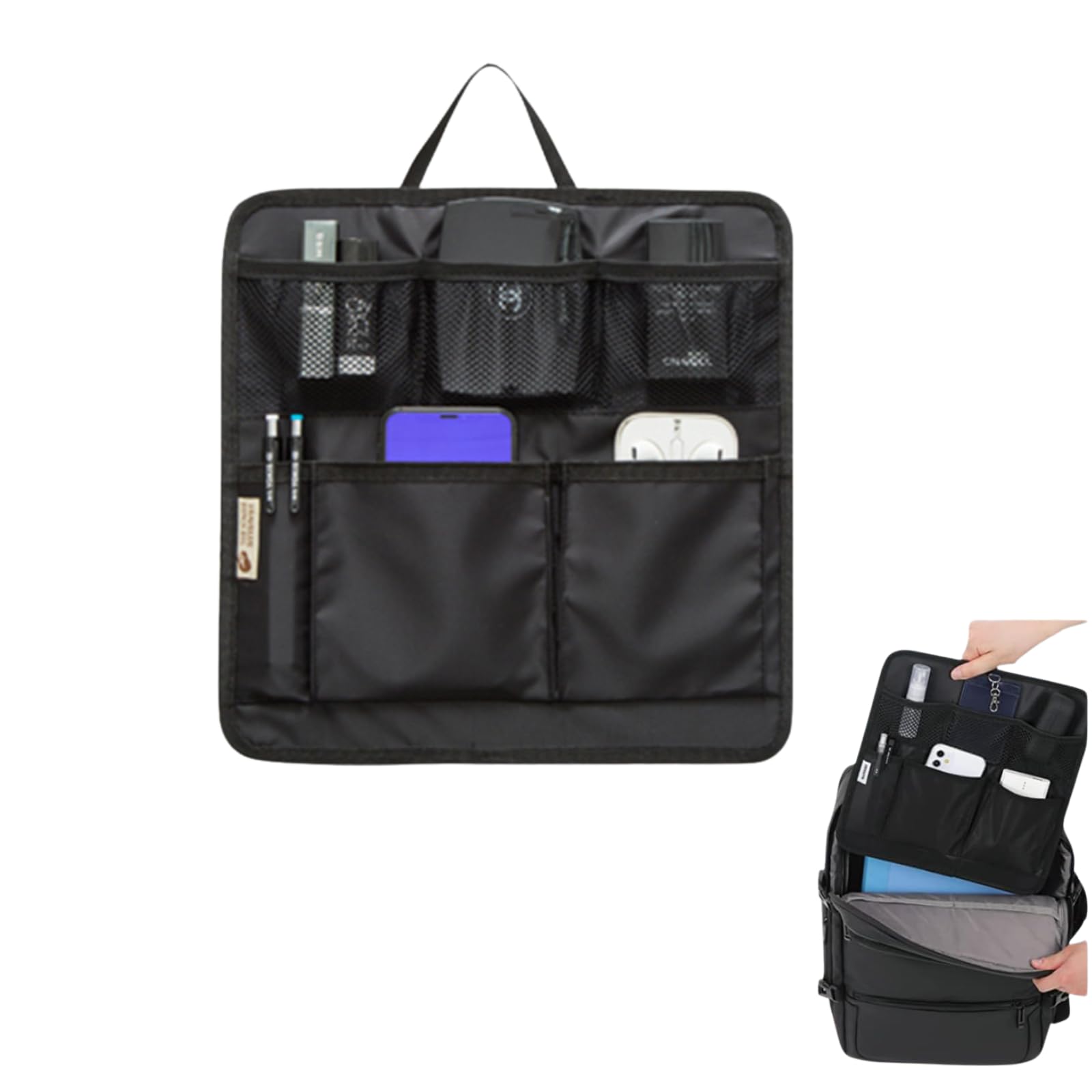 HAPPY SUGAR Сумка-в-сумку, Легкая внутренняя сумка, Органайзер для рюкзака, Рюкзак-тоут, Органайзер In-Case, Тонкий, Вертикальный или Горизонтальный, Черный