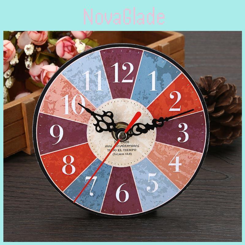 Elegant Retro Round Wooden Wall Clock With Wine Fruit Bread Design For Home Office Bar