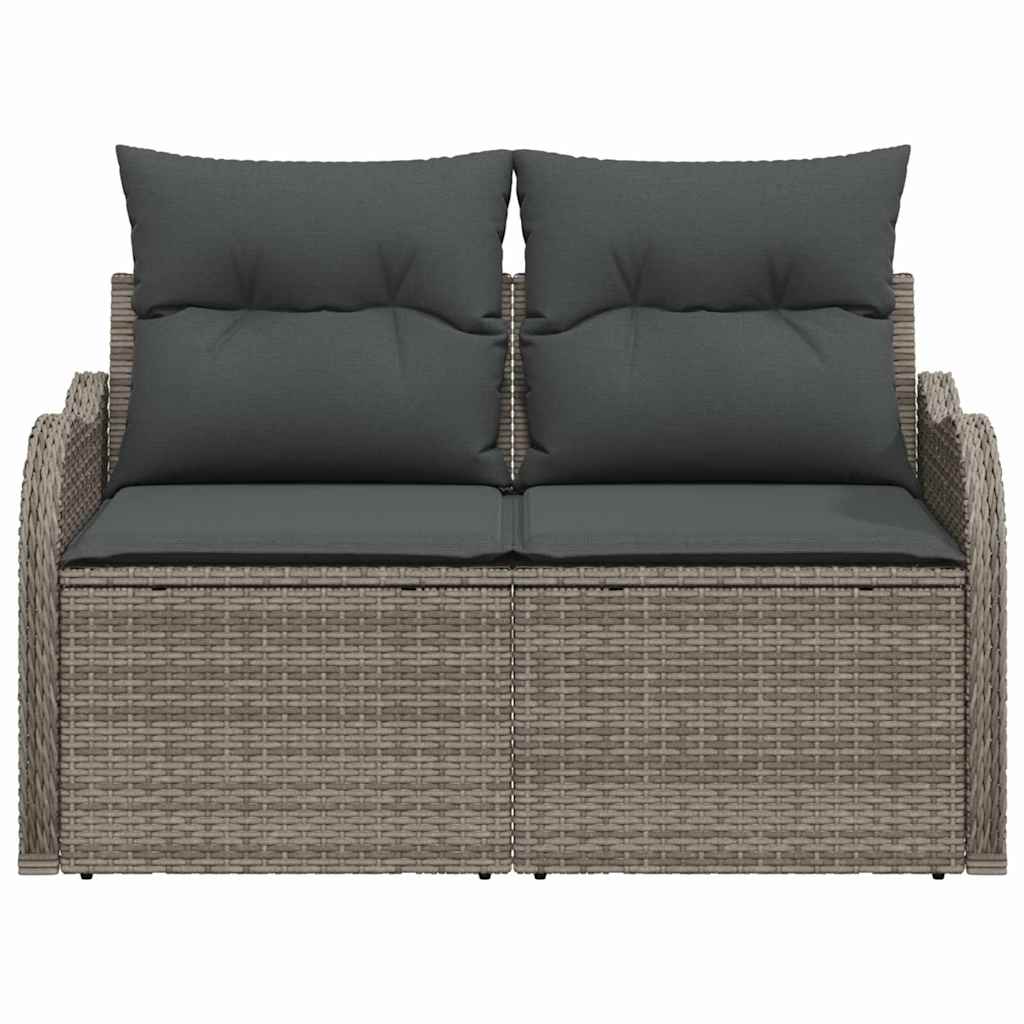Garden Sofa with Cushions Gray 121 X 62 X 69 Cm Poly Rattan