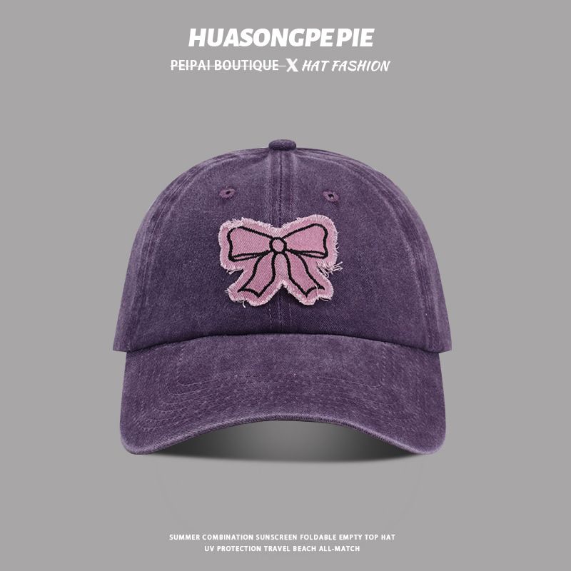 

Летняя шляпа женская с бантом бейсболка защита от солнца защита от УФ лучей кепка с козырьком легкая дышащая солнцезащитная кепка из стираного хлопка C3774 Purple M(56-58cm)