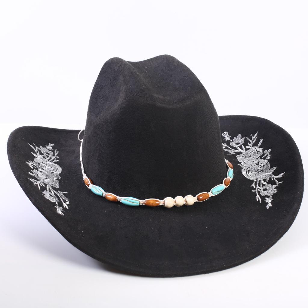 Popolare cappello western da cowboy in camoscio classico europeo e americano da uomo e donna con tesa larga ricamato cappello da sole da esterno