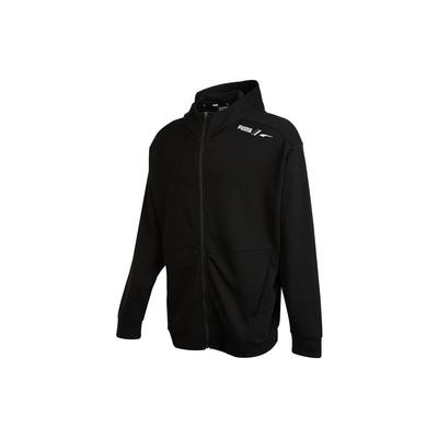 Veste à capuche zippée unie avec logo imprimé Homme Vêtements d'extérieur Noir 672408-01