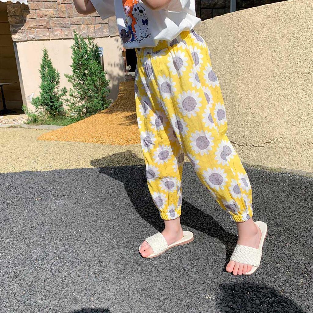 Zestaw koszulki z krótkim rękawem z lodowego jedwabiu i spodni odstraszających komary dla dziewczynek - Koreański styl 2025, Stylowy i wszechstronny strój letni