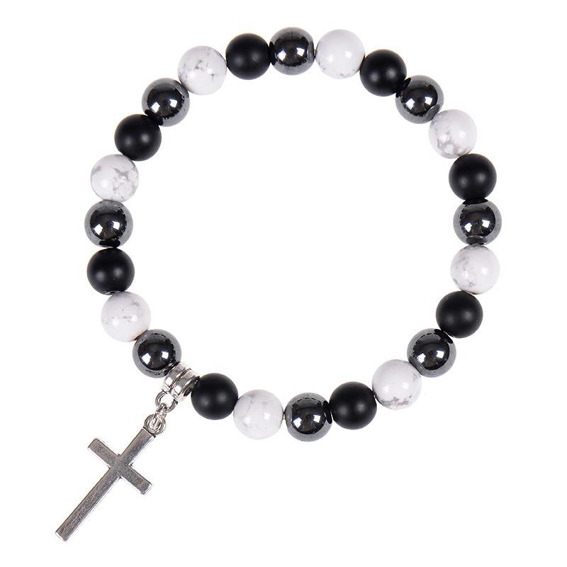 JYL TS Bracelet Cross  Elastic Beaded Invokes Faith & Guardian Energy