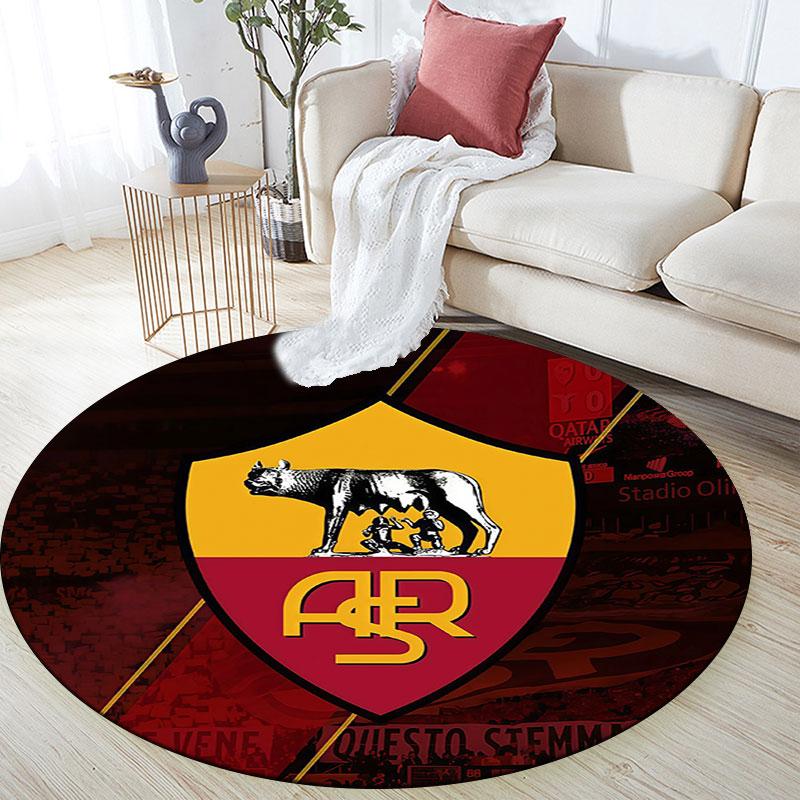 Associazione Sportiva Roma, Tappeto Rotondo, Tappeto per Soggiorno Camera da Letto Divano Sala Giochi Decorazione, Tappetino Antiscivolo