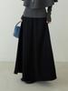 Oufan Black Velvet High Waist Slimming Long Skirt - Cozy Drape, Lazy Style