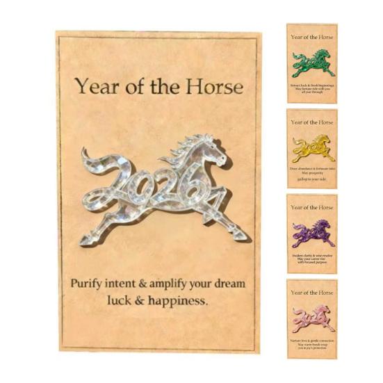 1/2Pcs 2026 Horse Pocket Hug with Card Bring Good Luck Wealth Year of The Horse Pocket Token Decoration Happy New Year Gifts