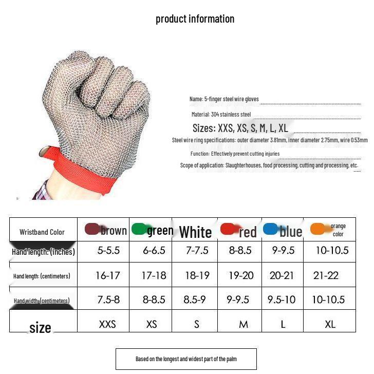 Gants en chaîne en acier inoxydable résistants aux coupures pour la cuisine et la protection du travail