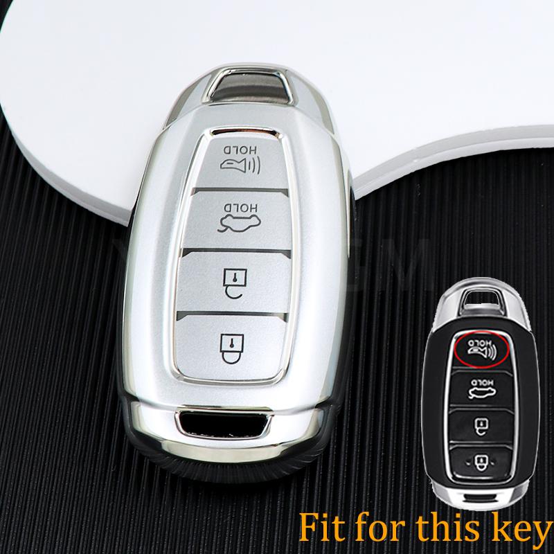 For Hyundai I30 Ix35 Kona Encino Solaris Azera Grandeur Ig Accent Santa Fe Palisade 4 5 Buttons Tpu Car Key Case Cover Keychain