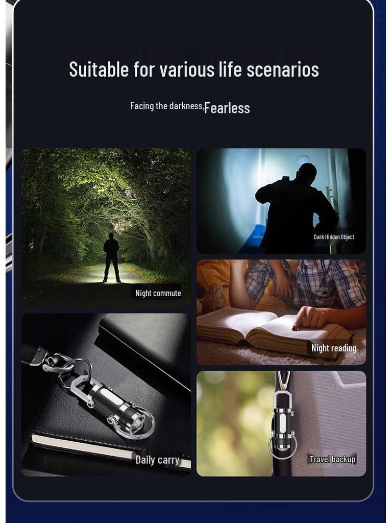 Compact Waist-Hanging Keychain Flashlight: Multifunctional, Rechargeable, Waterproof for Everyday and Outdoor Use