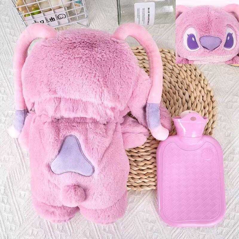 Stitch & Lotso Angel Plush Hand Warmer: Thickened Hot Water Bag for Warmth & Comfort