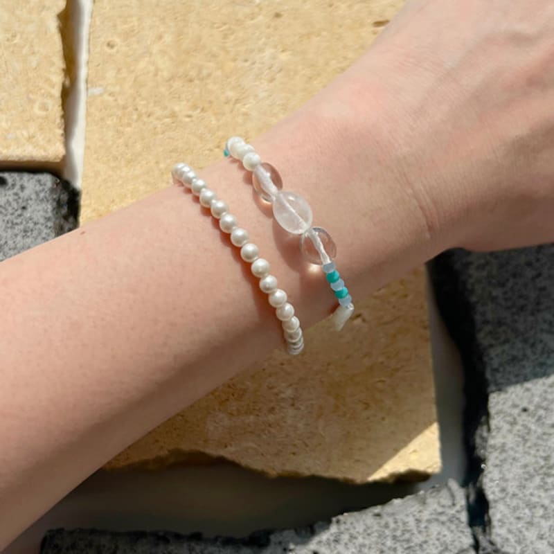 KIETIMOOR Clear Vanilla Bracelet Clear Vanilla White Quartz Pearl Gemstone Bracelet