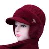 Women's Mink Velvet Winter Hat & Scarf Set - Warm Knitted Duckbill Cap with Ear Protection for Middle-Aged & Elderly.