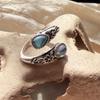 925 Sterling Silver Rings For Women Geometric Fine Jewelry Finger Adjustable Vintage BLue Stone Ring For Party Birthday Gift