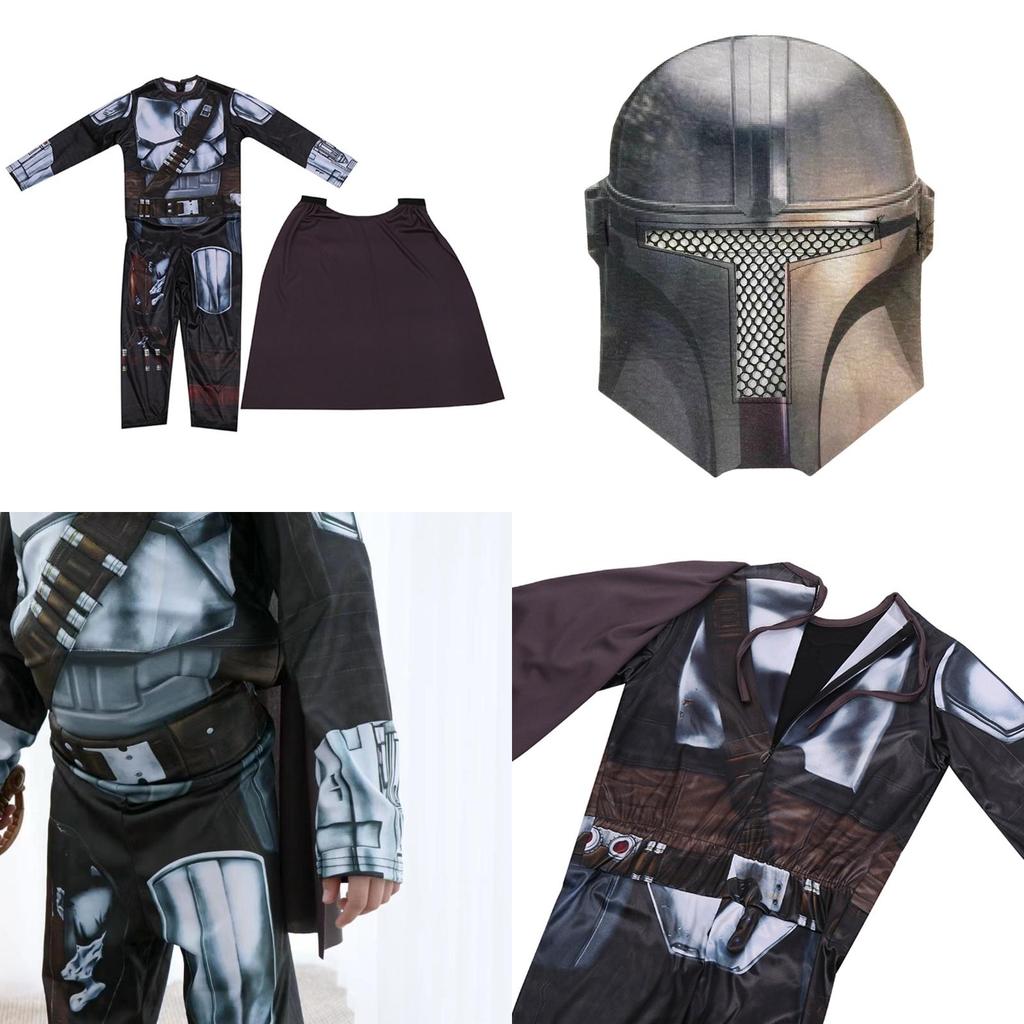 Star Wars Mandalorian Halloween Costume Set For Boys; Jumpsuit Mask And Cape Included!