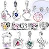 Original Copper Charm Beads Love Heart Family Charms Pendant Fit Bracelet Charm Women Diy Jewelry Gift