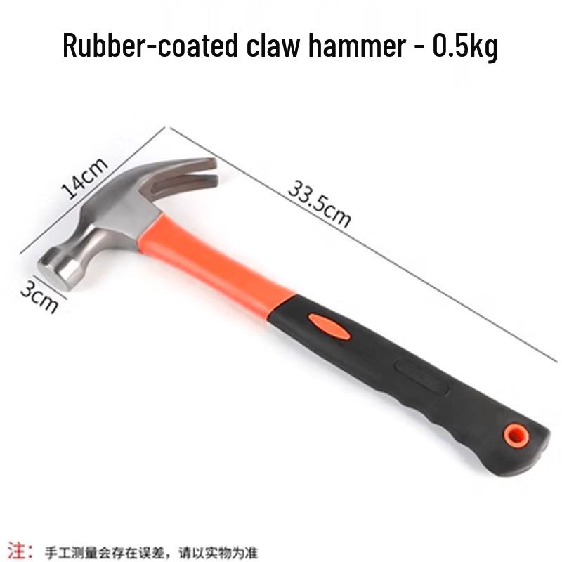 Carbon Steel Claw Hammer with Fiber, Wood & Rubber-Coated Iron Handles