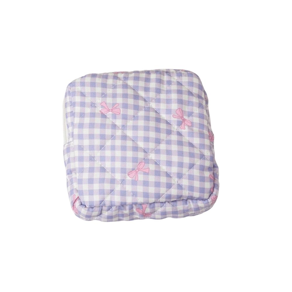 Heart Checkered Sanitary Napkin Storage Bag Plaid Pattern Travel Makeup Bag Organizer Bag Gift Style G