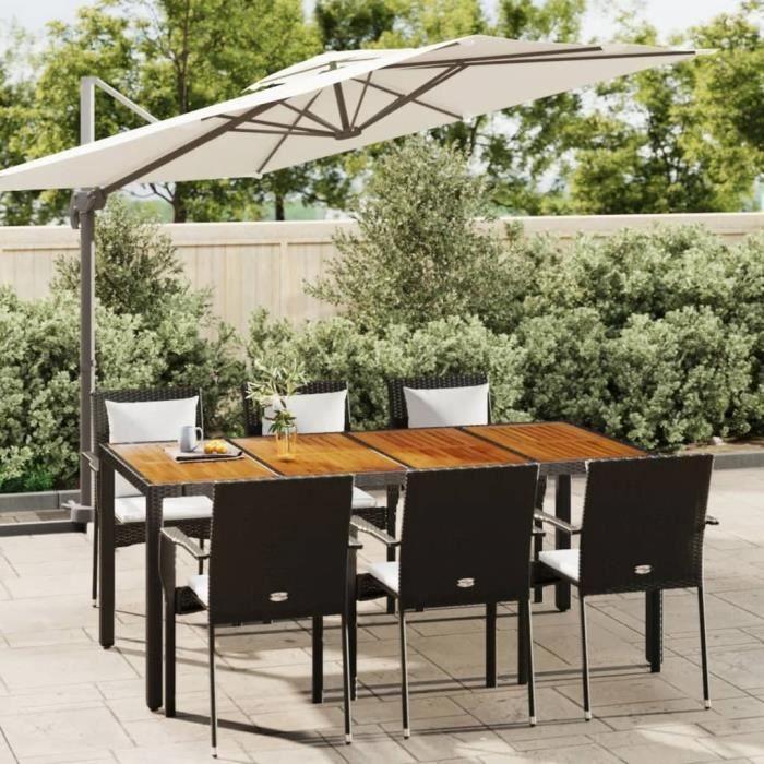 VidaXL Ensemble à dîner de jardin et coussins 7pcs Noir Résine tressée 3184991