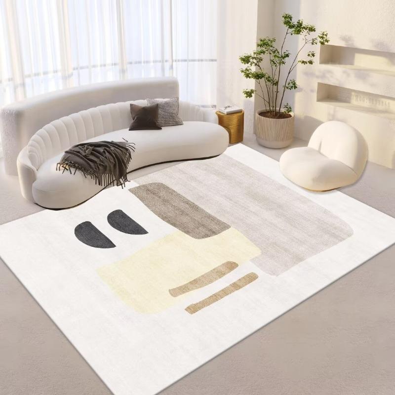Abstract Minimalist Geometric Pattern Area Rug with Soft Pastel Colors Floor Mat for Living Room Bedroom Modern Home Decoration