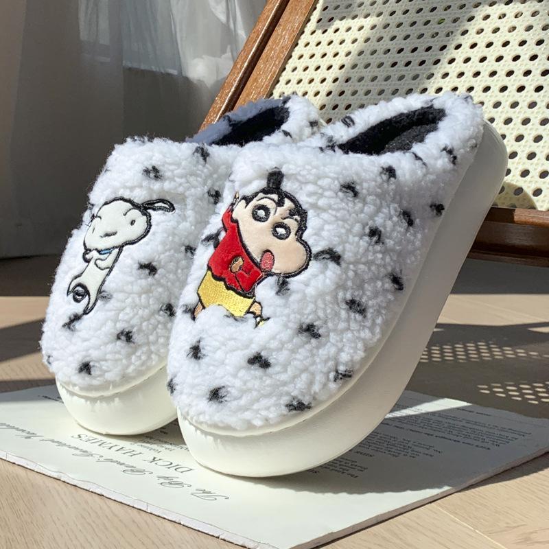 Genuine IP joint name Mingsheng crayon small new cotton slippers winter couple home warm cartoon Mao Mao shoes