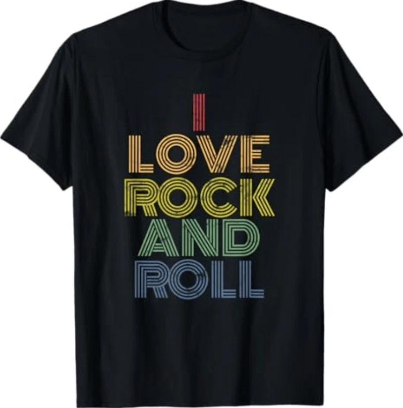 I Love Rock and Roll T-Shirt Distressed Rainbow 70s tee T-Shirt 2XL