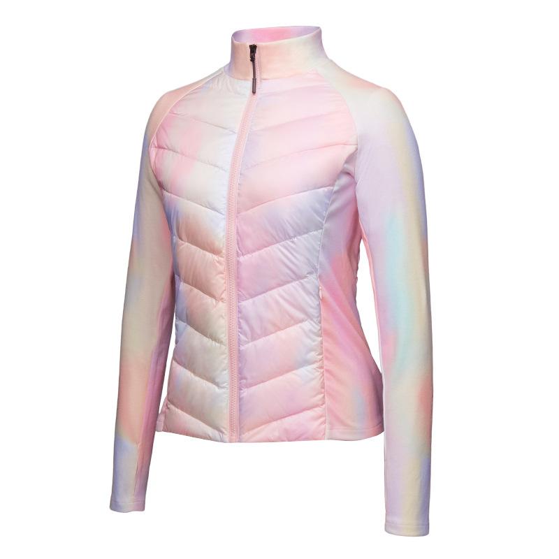 Sports down jacket women's light and slim outdoor skiing running warm duck down fitness windproof stand-up jacket