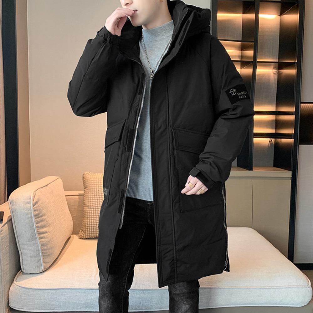 Medium and long down jacket men's winter, pie overcome thickened warm and cold jacket